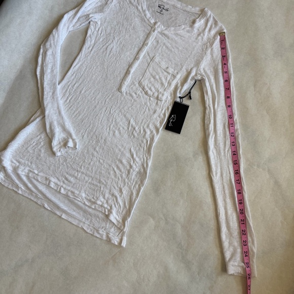 New Rails White Long Sleeve Henley Top V-Neck Made In USA Shirt Lightweight D - Picture 10 of 13